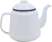 Enamel Teapot 1.5L Camping Tea Coffee Pot Stove Safe White Blue