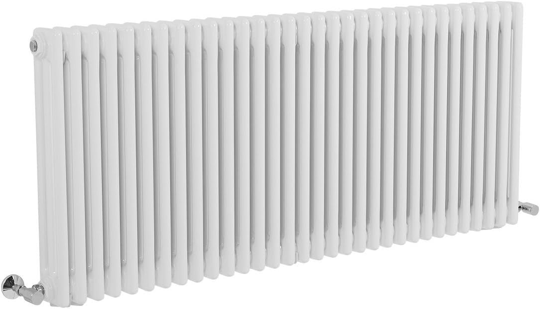 White Triple Column Horizontal Radiator 600x1460mm High Heat Output