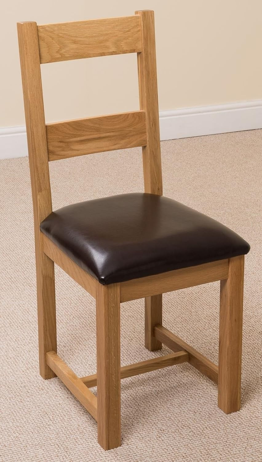 90x90cm Oak Dining Table Set 4 Chairs Brown Ladder Back Solid Wood