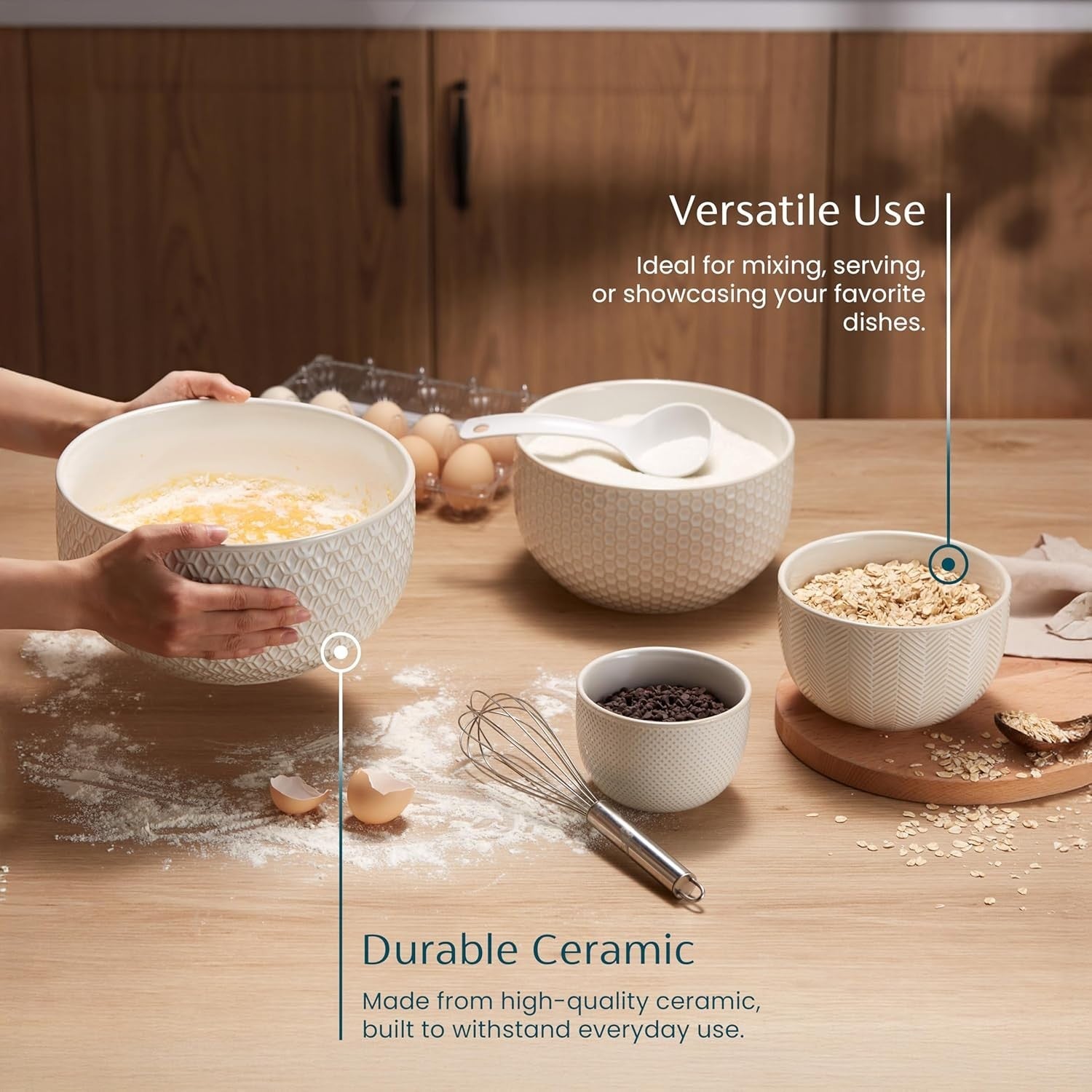 Nesting Ceramic Bowls Set of 4 20-145oz Microwave Safe