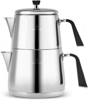Turkish Teapot Set 3L Stainless Steel Caydanlik Induction Compatible
