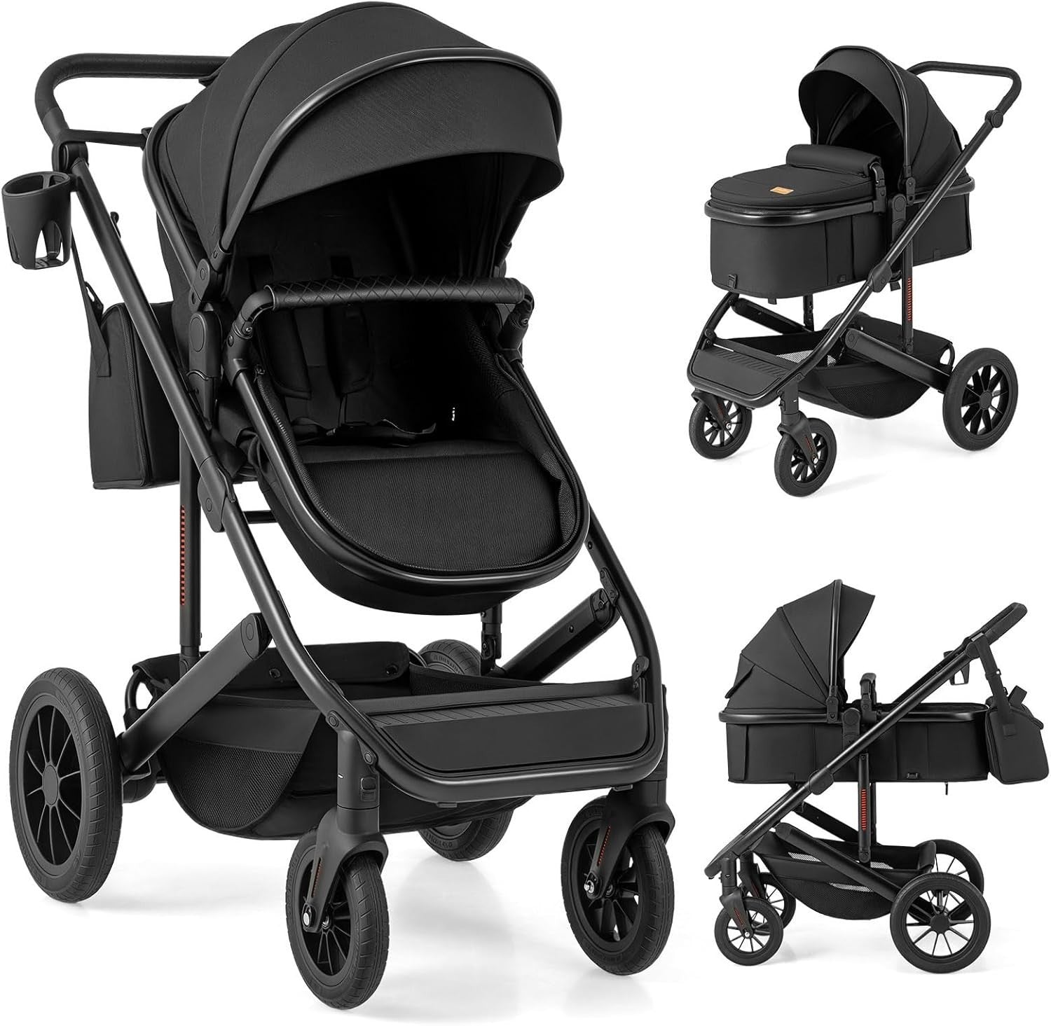 3in1 Baby Stroller Travel System Foldable Pushchair Reversible Seat Bassinet