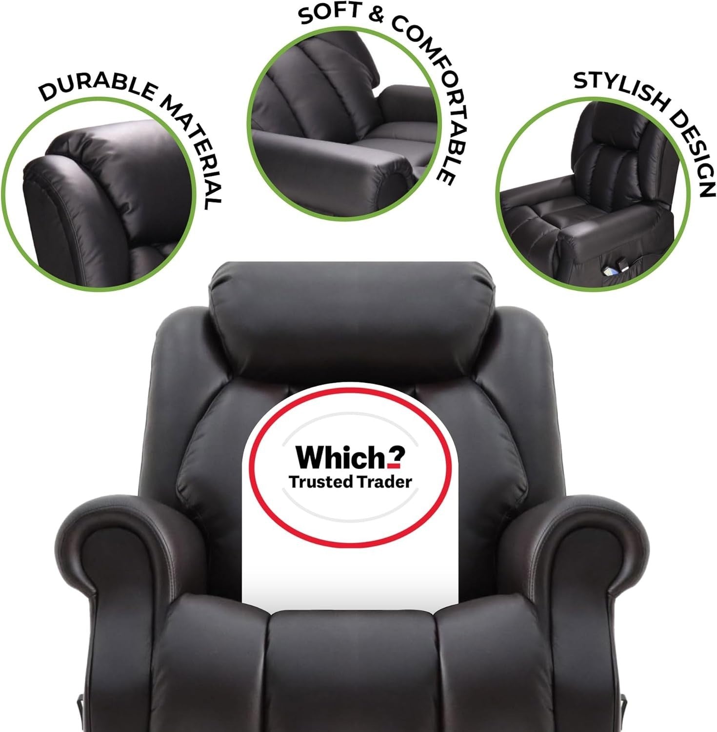 Dual Motor Lift Recliner Chair Heat Massage Leather Riser Mobility Support Brown