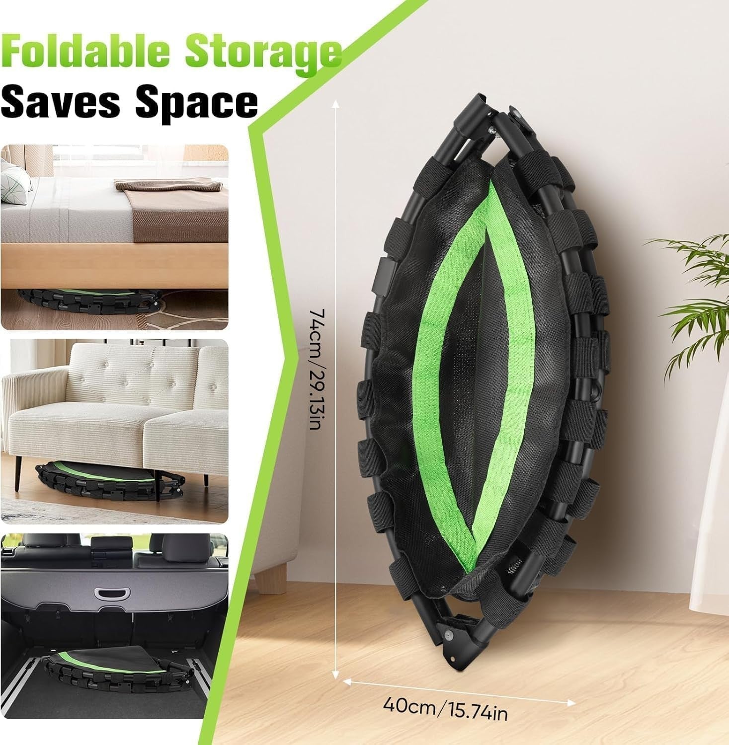 40in Portable Fitness Rebounder Trampoline Adjustable Handle Indoor