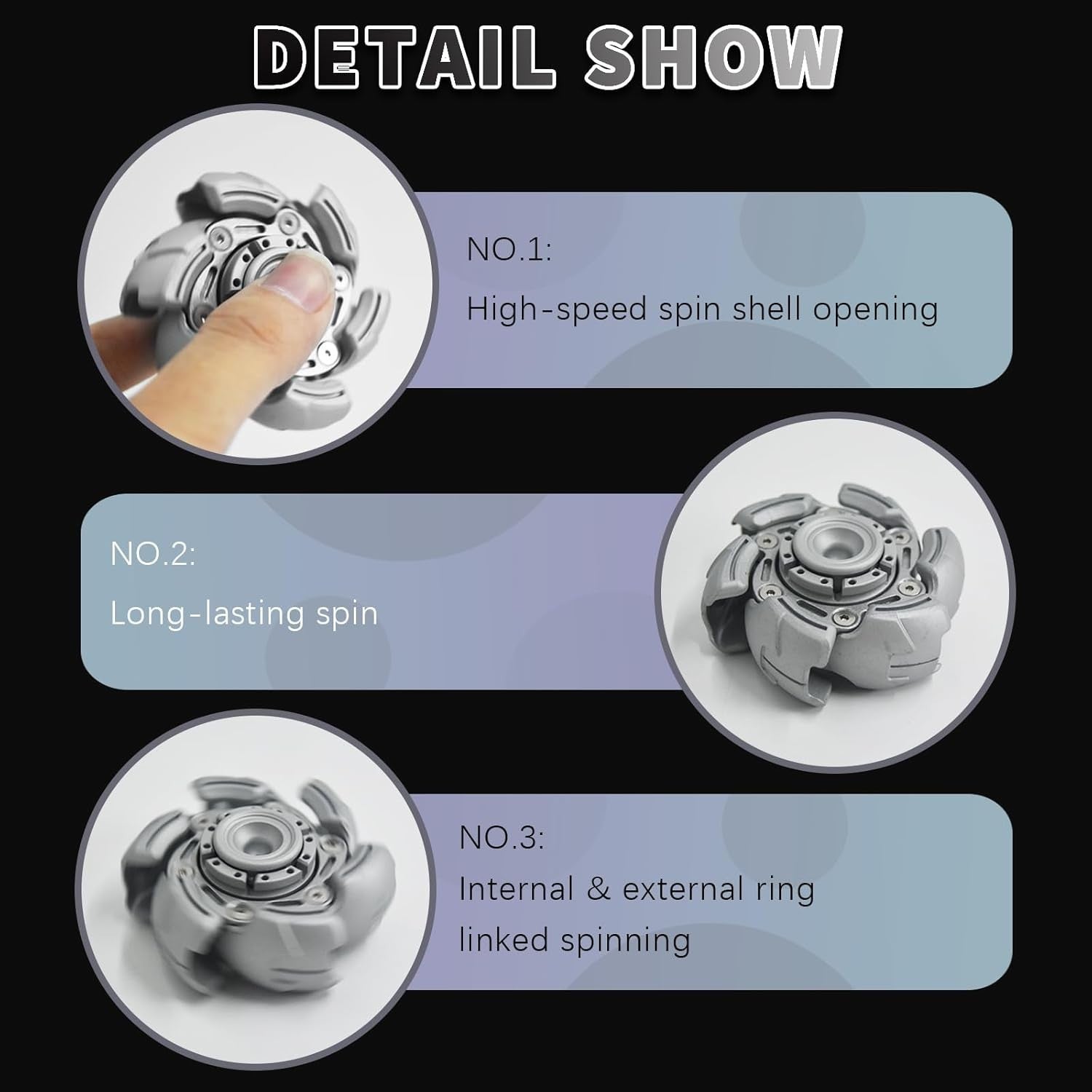 Grey Alloy UFO Fidget Spinner Open Shell Smooth Spin EDC Stress Relief