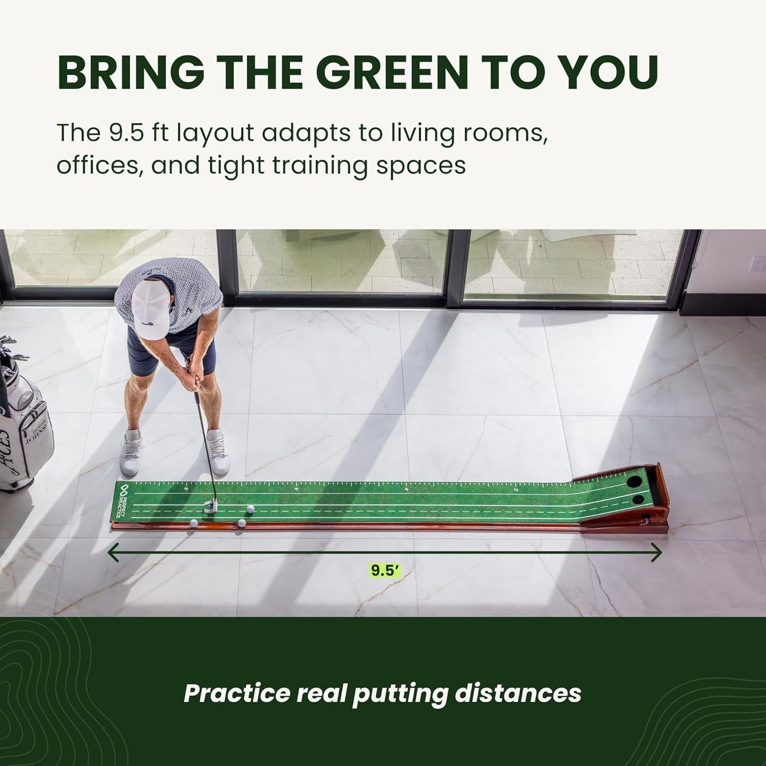 Golf Putting Mat 9ft Indoor Practice Trainer Return Ball Home Office