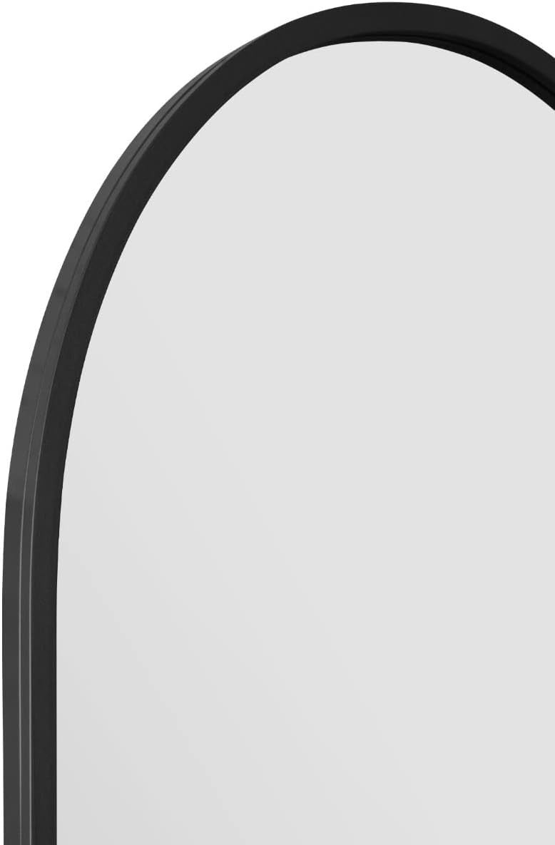 Large Black Metal Arched Wall Mirror 180x90cm Leaner & Hanging