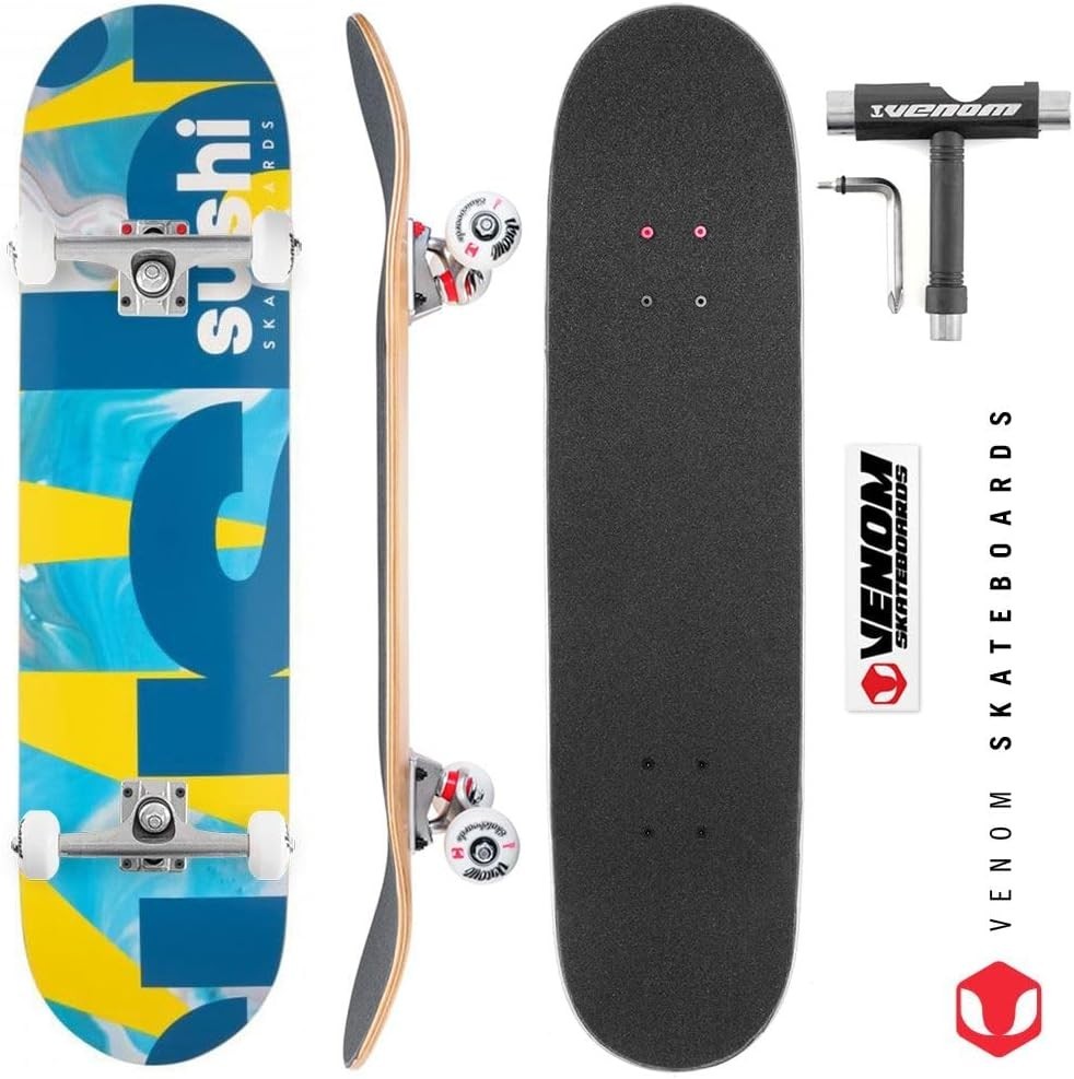 Spectrum Logo 8.0 Complete Skateboard Yellow Teal Street Deck