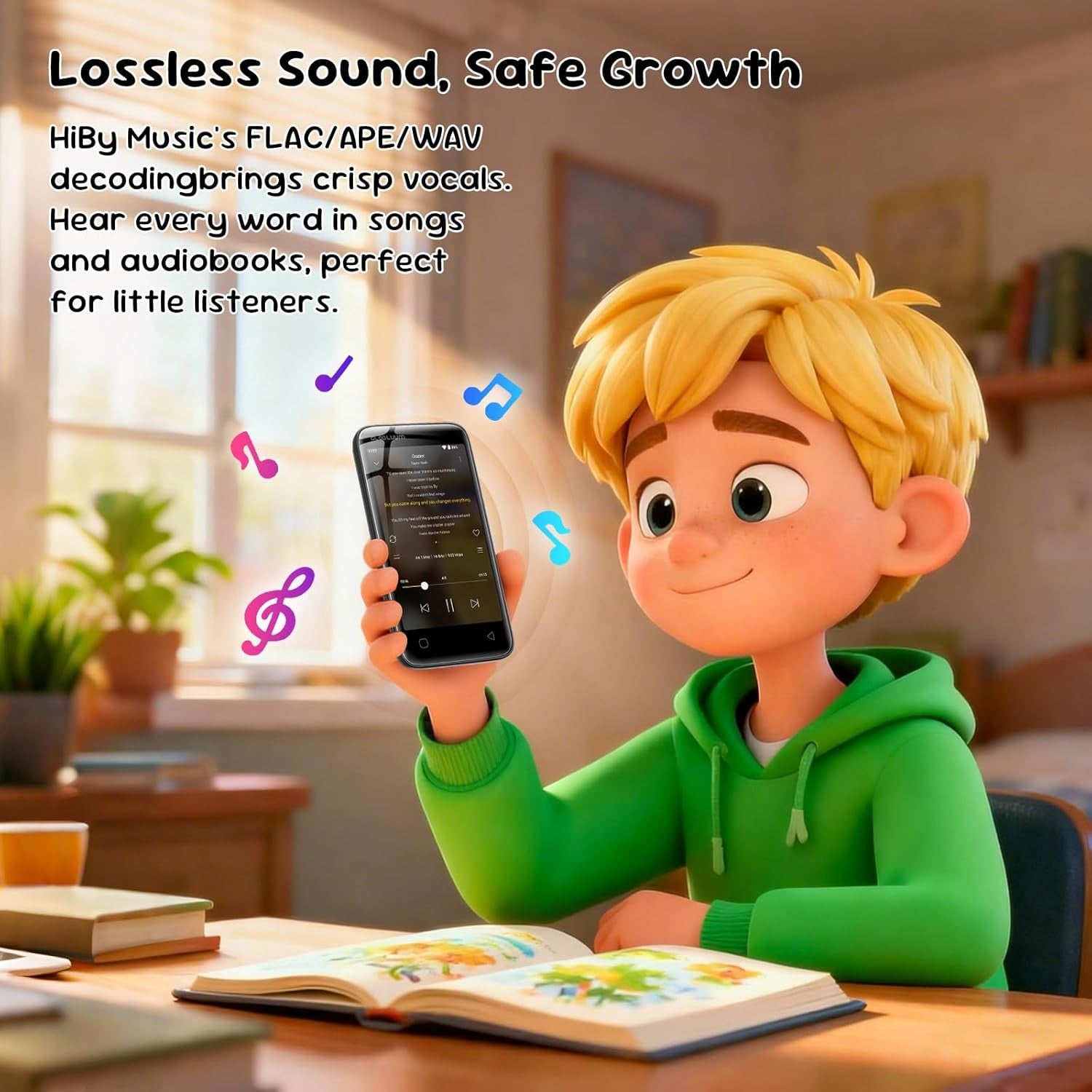 Kids MP3 Player 16GB Bluetooth WiFi Parental Controls Black