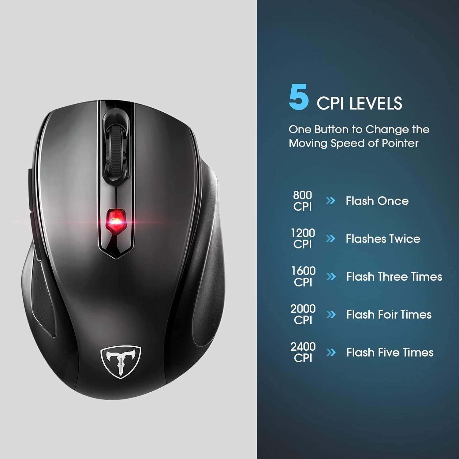 Wireless 2.4G Optical Mouse 2400 DPI 6 Buttons USB for PC Laptop