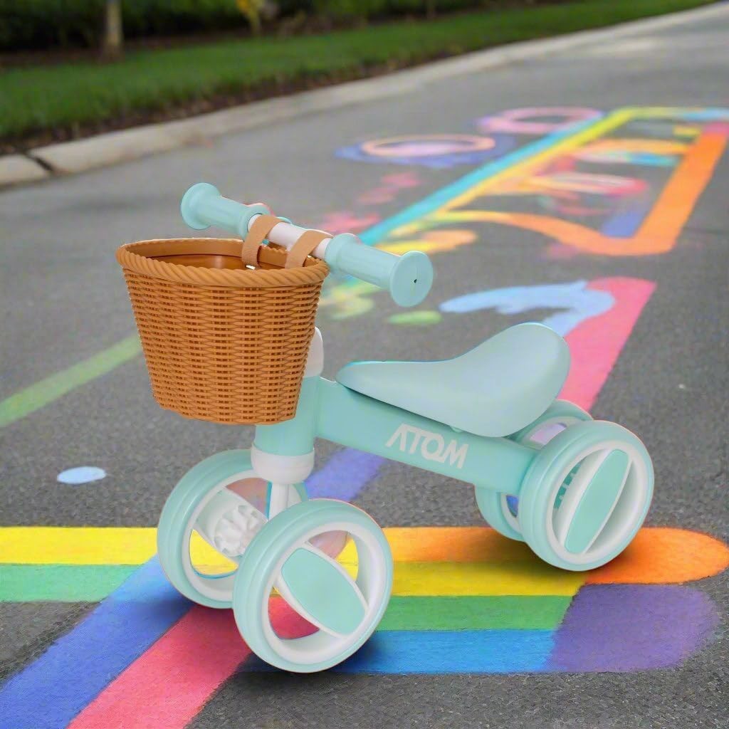 Toddler Balance Bike with Basket Lightweight Training Bike Age 1+ Green