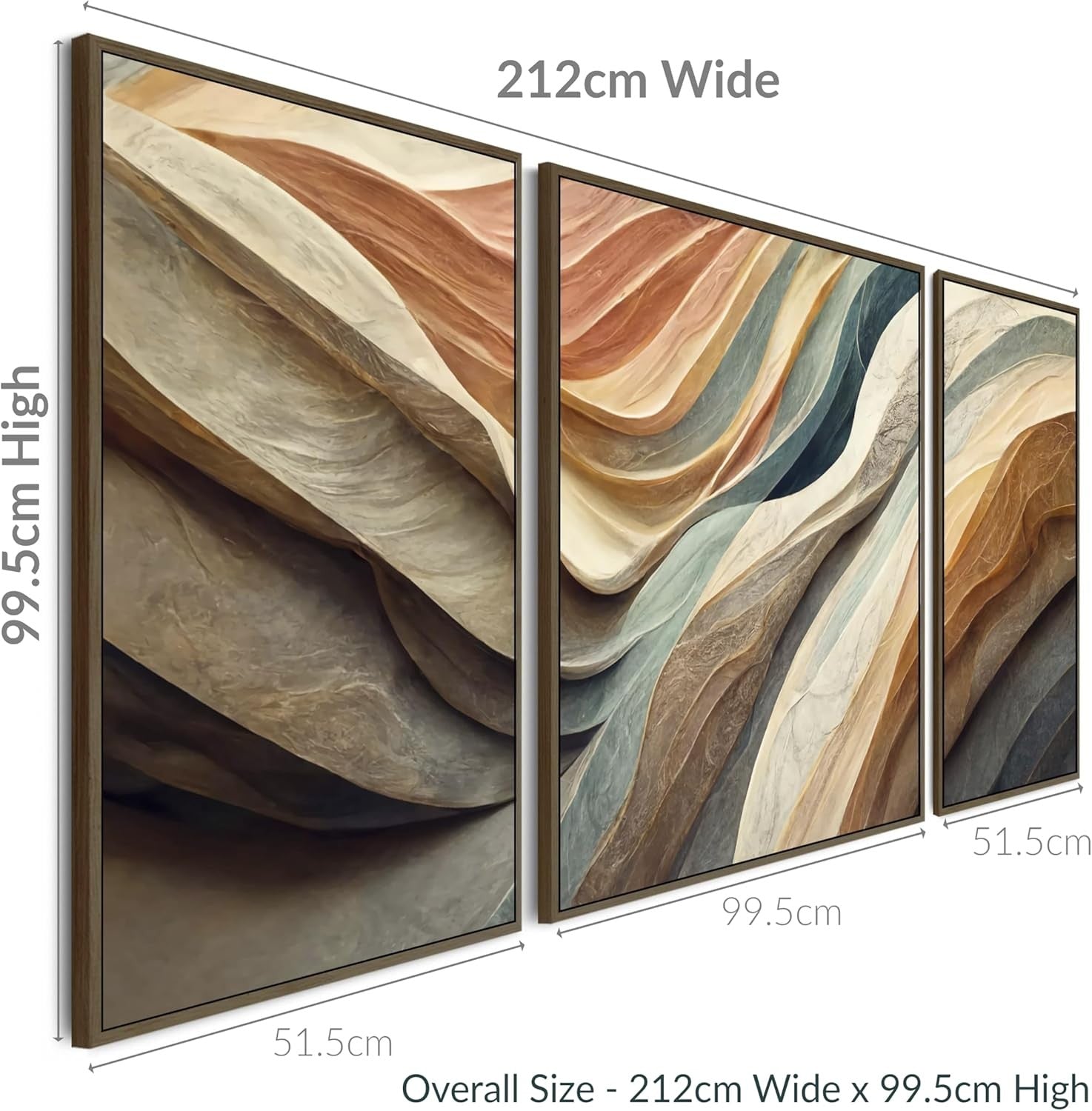 Extra Large Abstract Canvas Wall Art Set of 3 Framed 212cm