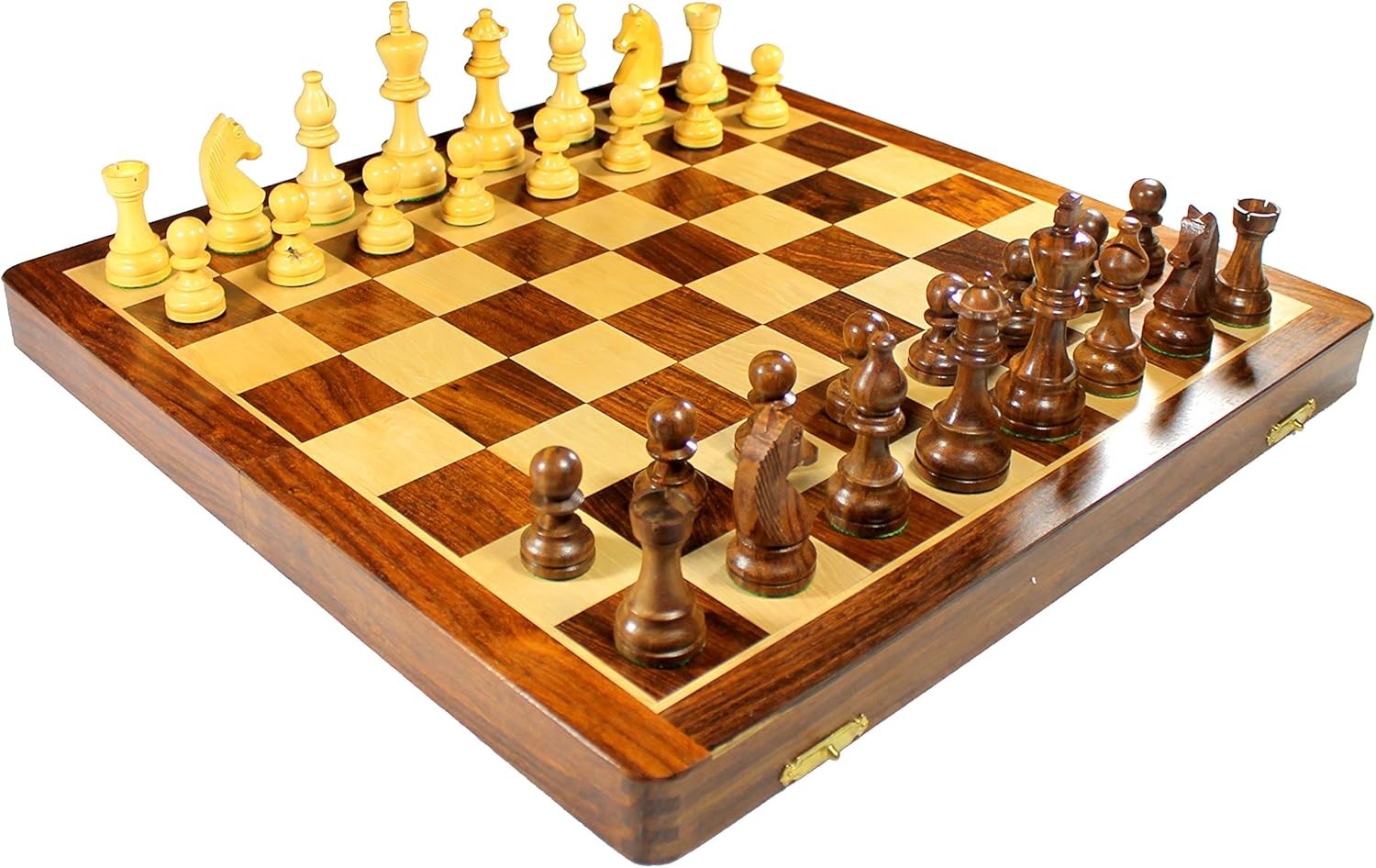 46cm Luxury Wooden Chess Set | Foldable Board | Weighted Pieces | Extra Queens