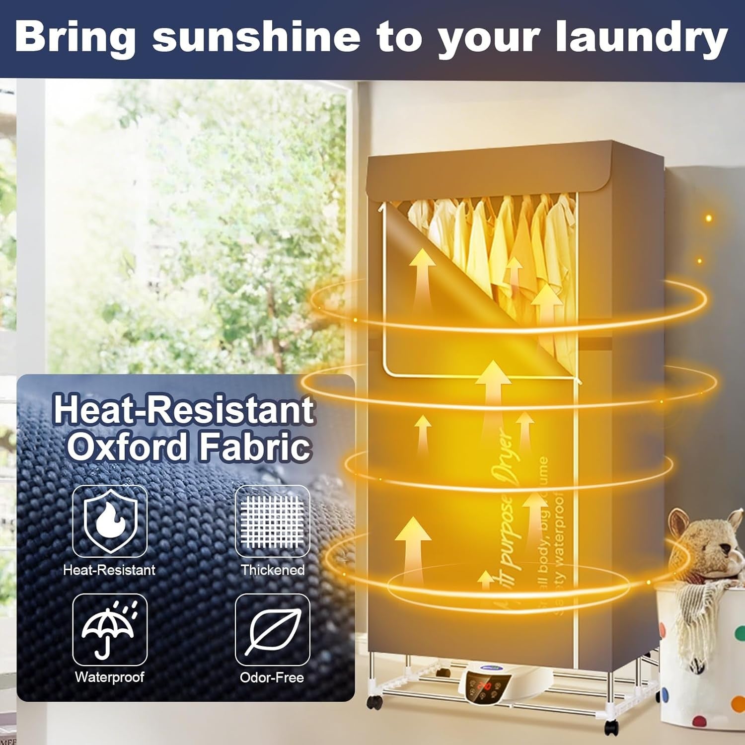 1500W Electric Clothes Dryer Cabinet Heated Airer 2 Tier Foldable Indoor