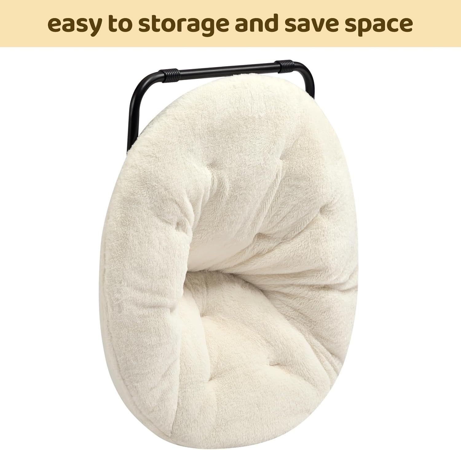 Folding Plush Saucer Chair - Cozy Small Round Armchair for Living Room Bedroom