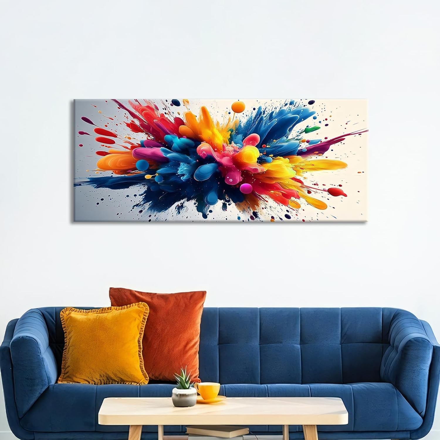 Large Abstract Spray Paint Canvas Wall Art 50x120cm Framed