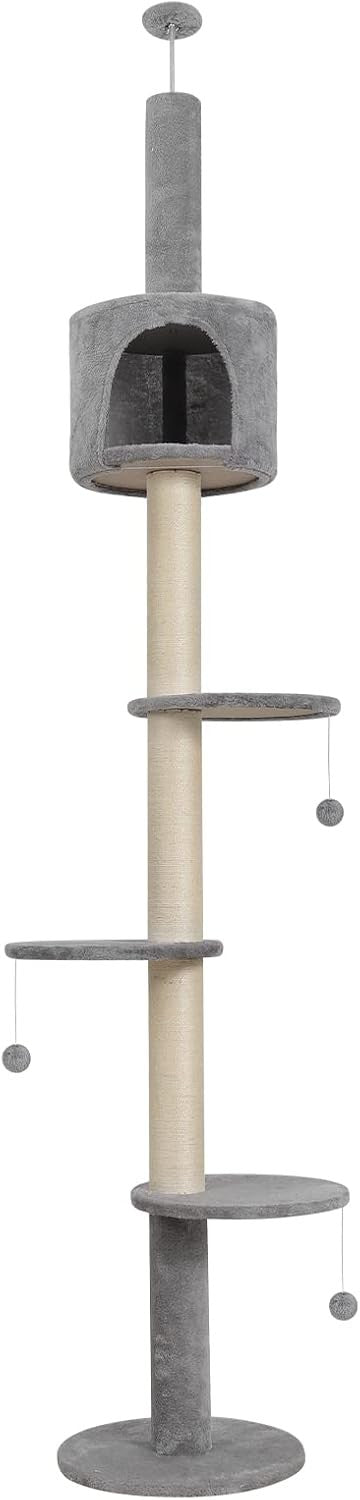 Floor to Ceiling Cat Tree 260cm Adjustable Tower Scratching Post Condo