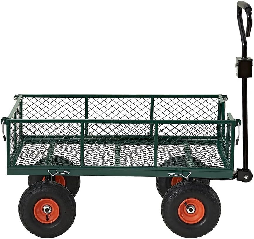 Green Heavy Duty Garden Trolley 350kg Mesh Cart Wagon Dump Truck 101×50.5cm
