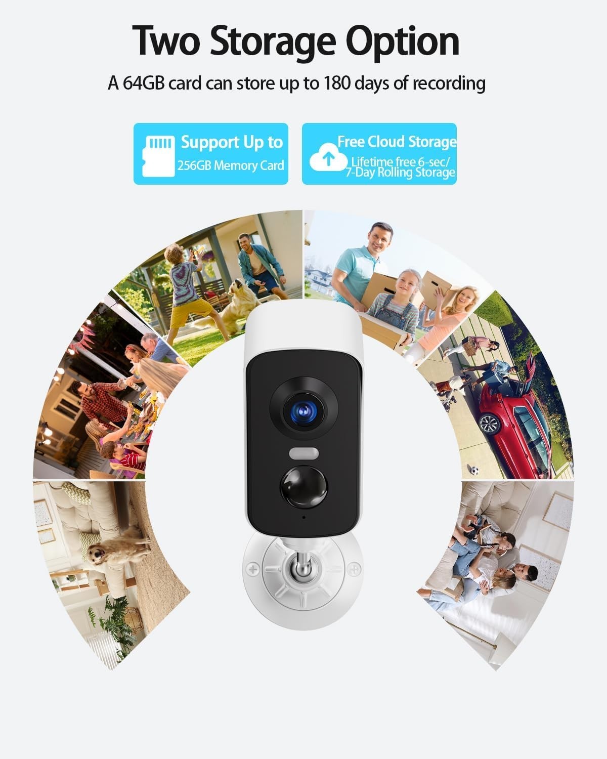2K Solar Security Camera Wireless Outdoor WiFi AI Detection 64GB Card