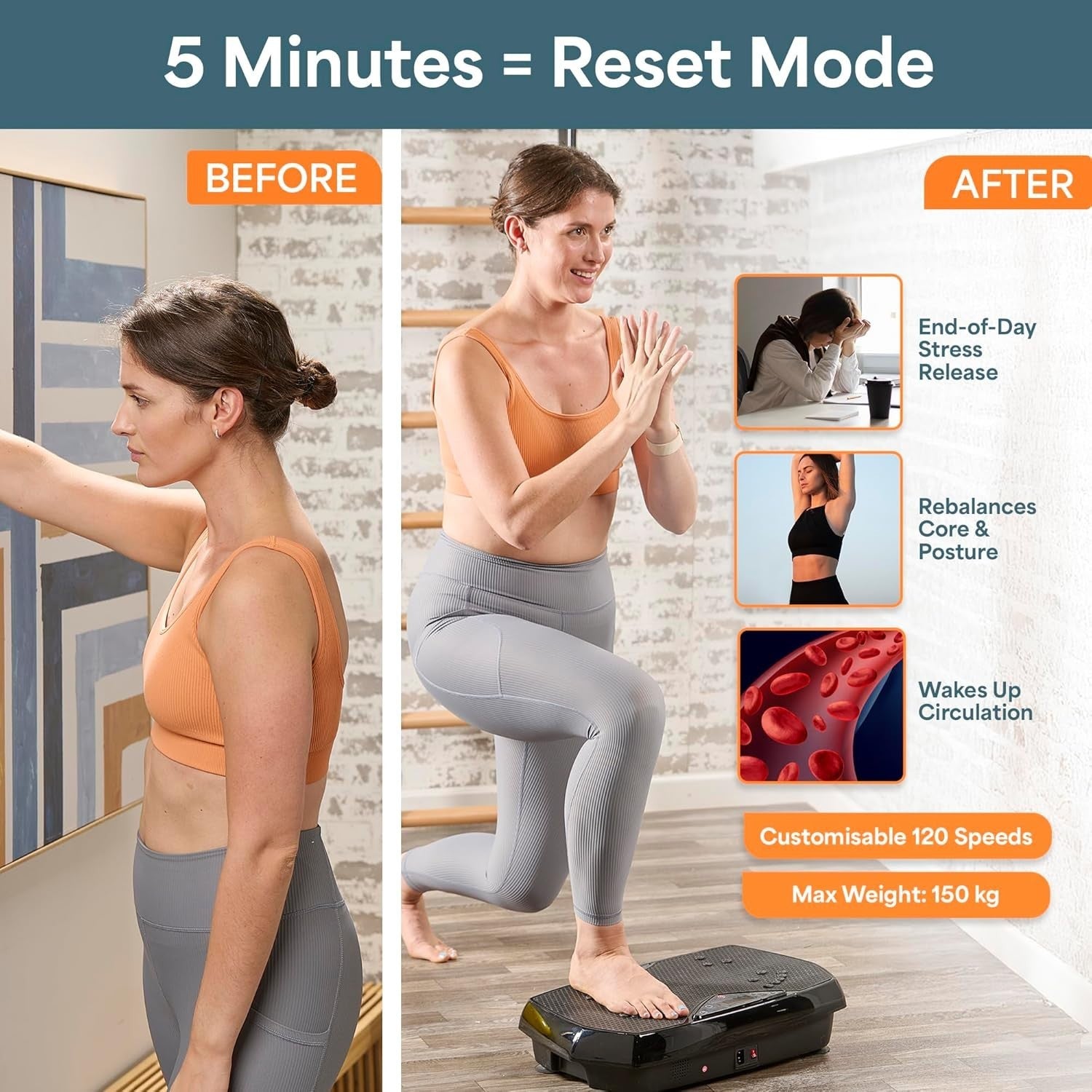 Hexaplate Vibration Fitness Platform 120 Levels 9 Programs Pain Relief