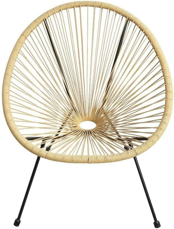 Outdoor Bistro Egg Chair Set with Table – Rattan Style, Retro Garden Furniture
