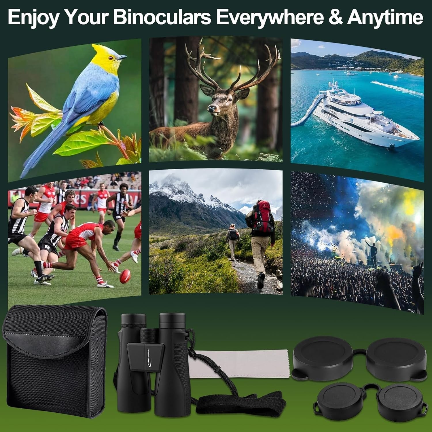 15x56 High Power HD Binoculars Large View Low-Light Vision for Bird Watching Tra