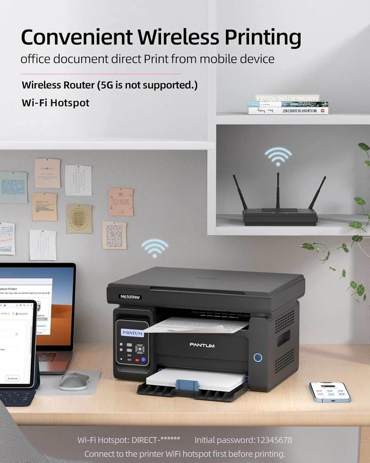 Black Mono Laser Printer A4 22ppm 3-in-1 Wireless USB Ethernet