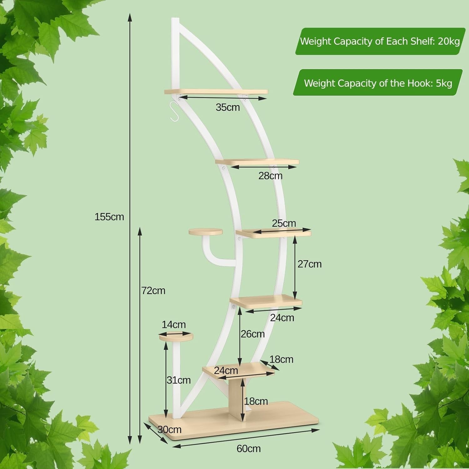 2PC 8 Tier Plant Stand Curved Half Moon Ladder Shelf Indoor Outdoor Display