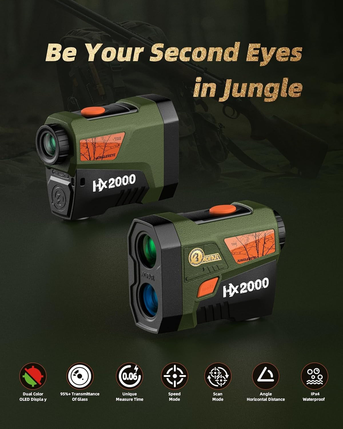 Hunting Rangefinder 2000 Yards OLED Angle Scan Speed Waterproof