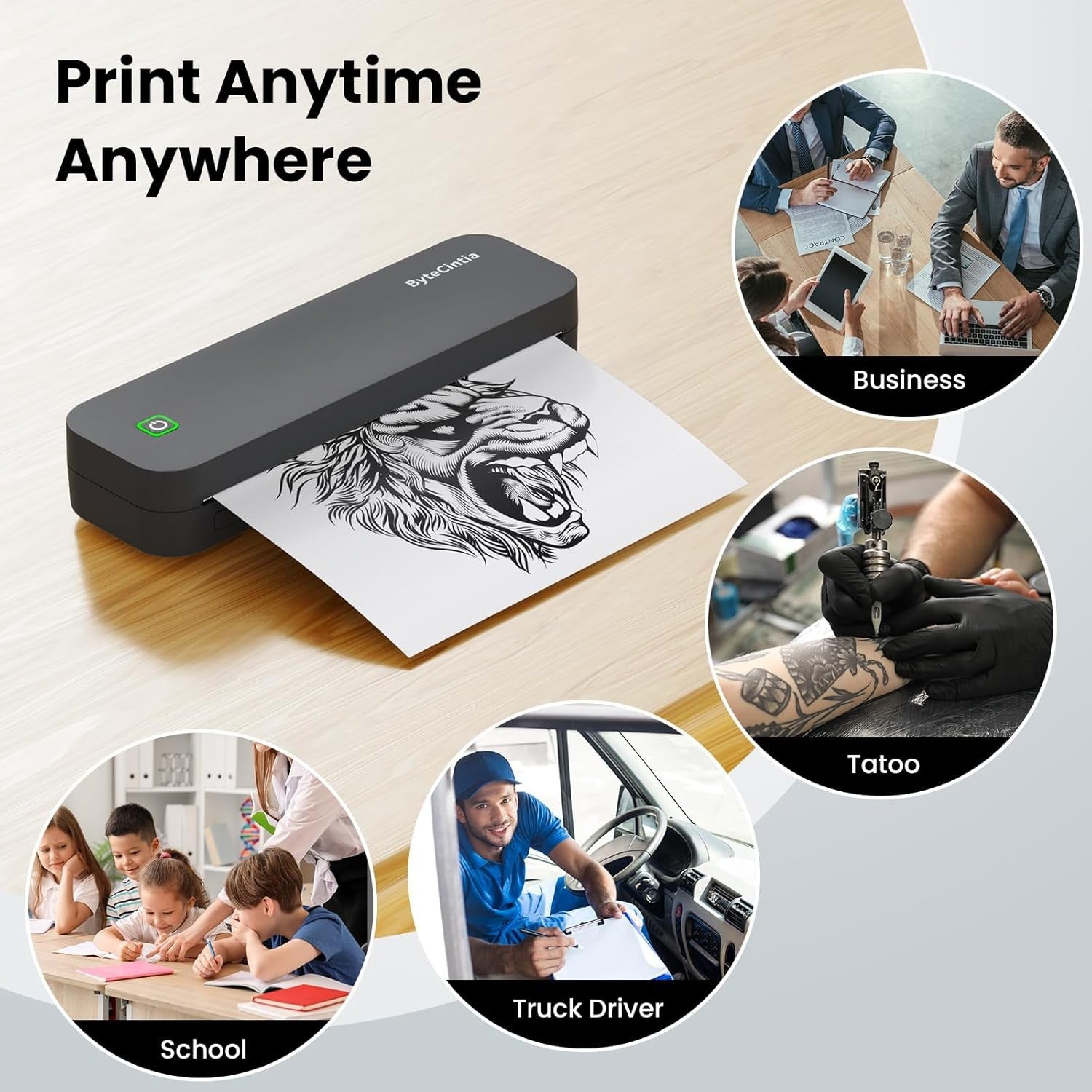Portable Bluetooth Thermal Printer A4 A5 US Letter Inkless