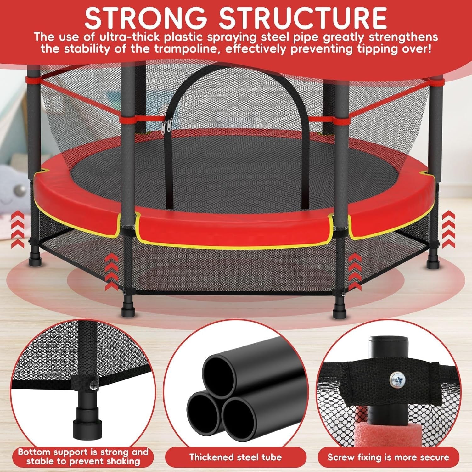 Kids Trampoline 140cm with Safety Enclosure Indoor Outdoor Ages 3-10