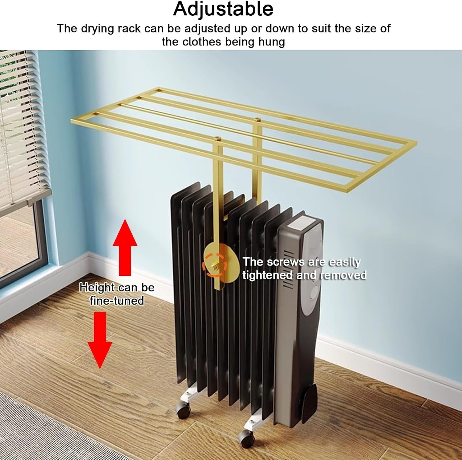 Adjustable Height Oil Radiator Clothes Drying Rack Indoor/Outdoor 40cm-80cm