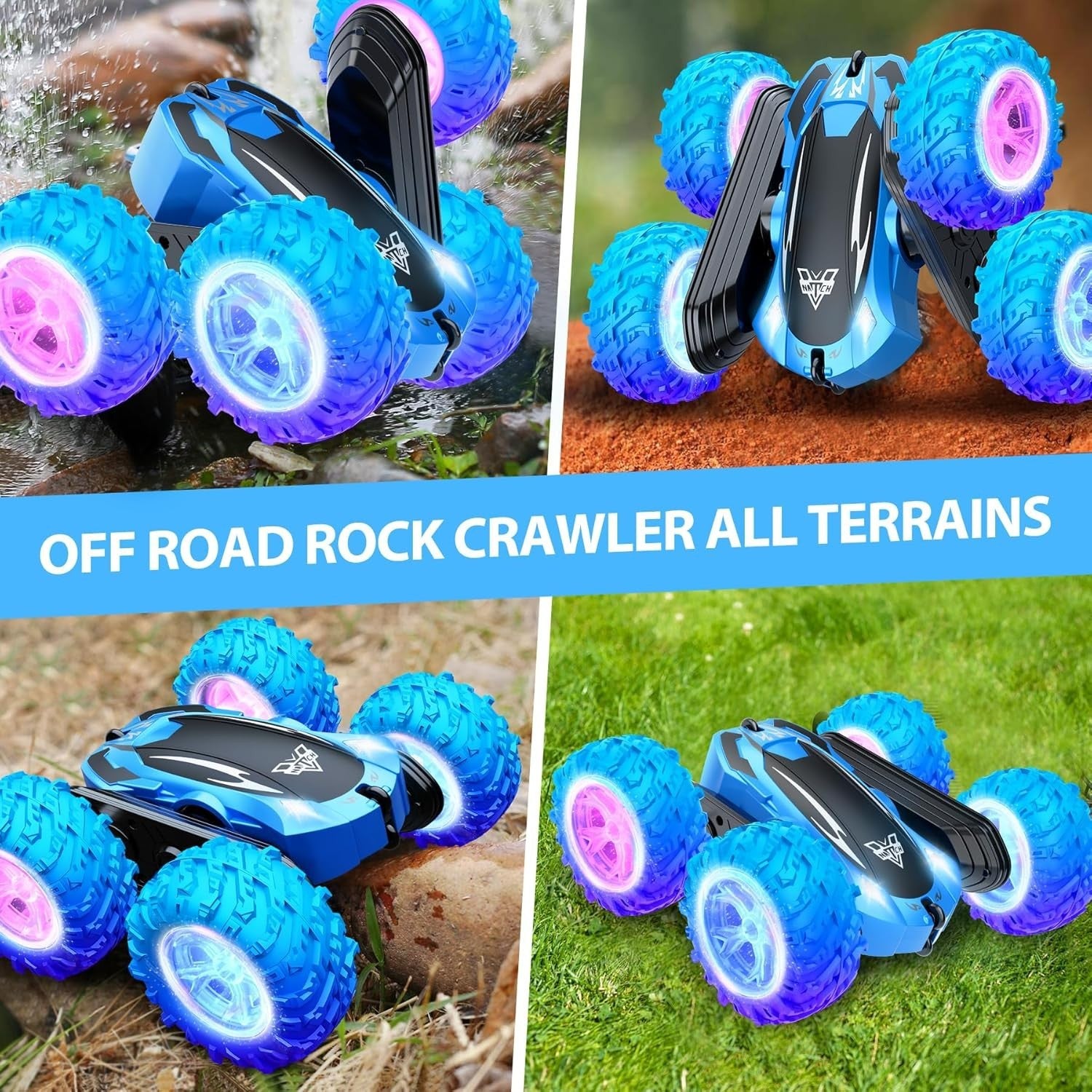 4WD 360° Flip RC Stunt Car 2.4GHz Remote Control Off-Road Toy w/ LED Lights