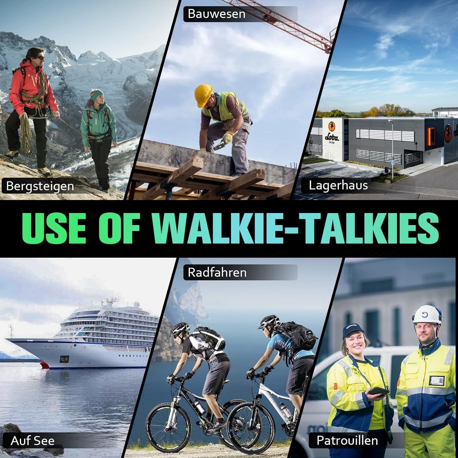 IP54 Waterproof Walkie Talkies PMR446 16 Channel Type C 4 Pack