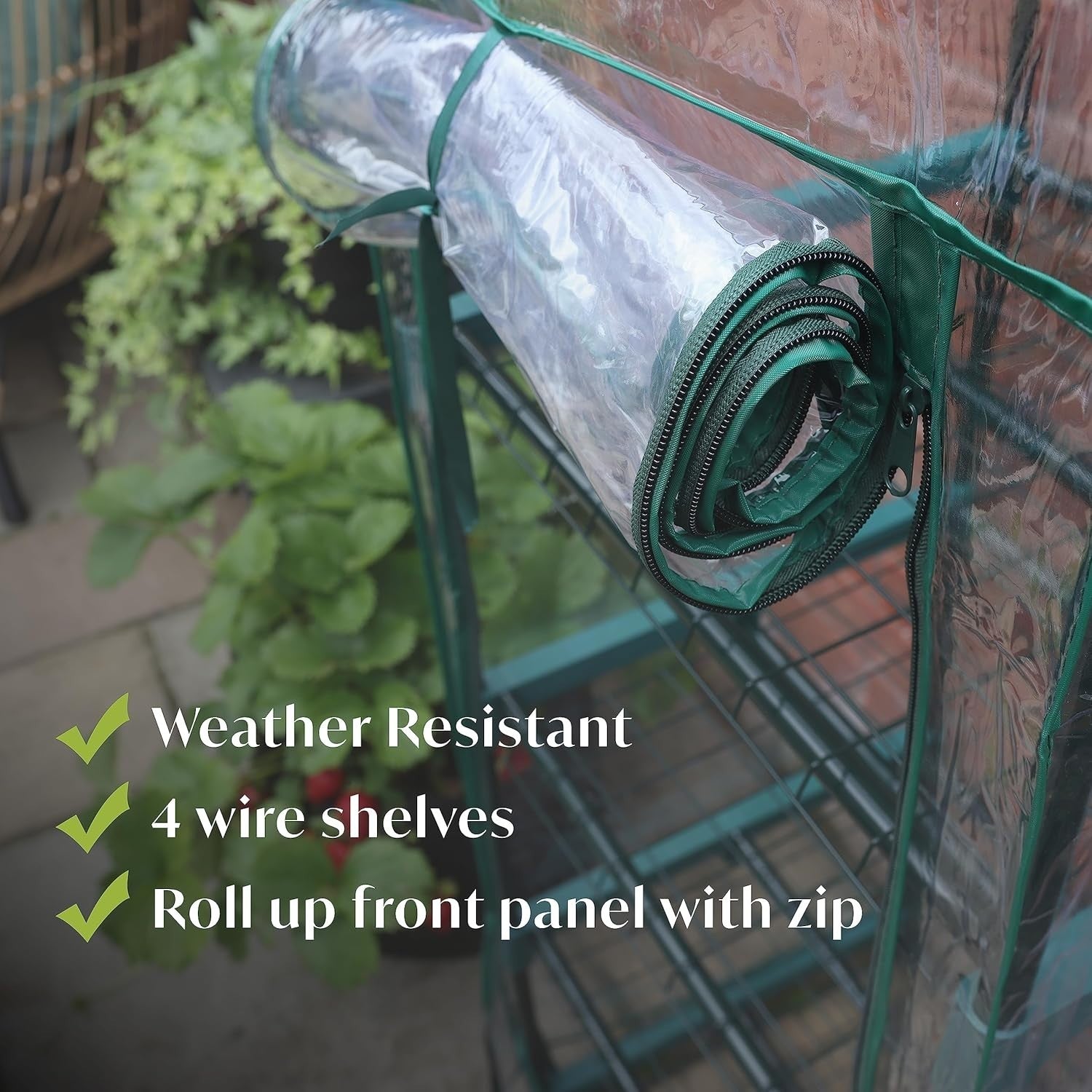 4 Tier Mini Greenhouse with Clear PVC Cover | Heavy Duty Steel Frame | Compact