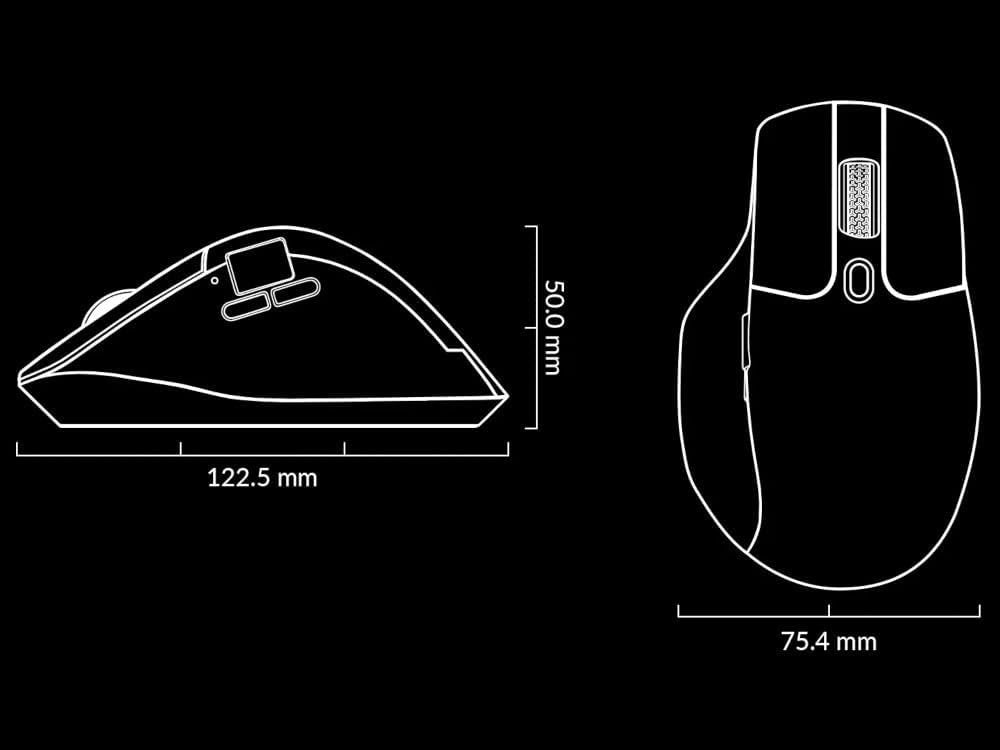 Wireless Ergonomic Mouse Dual Scroll Bluetooth USB Rechargeable 2.4G