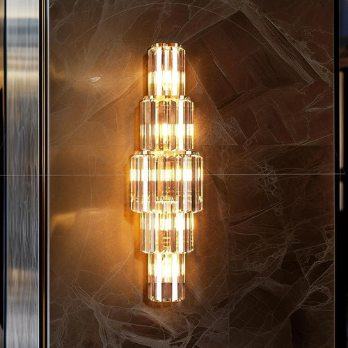 Luxury Crystal Wall Light 5 Bulb Gold Sconce Modern 80cm Hallway Lamp