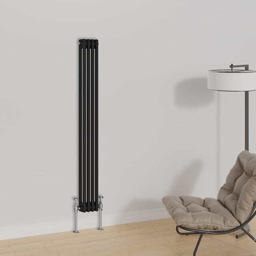 1500x200mm Vertical Double Panel Designer Radiator Black Steel