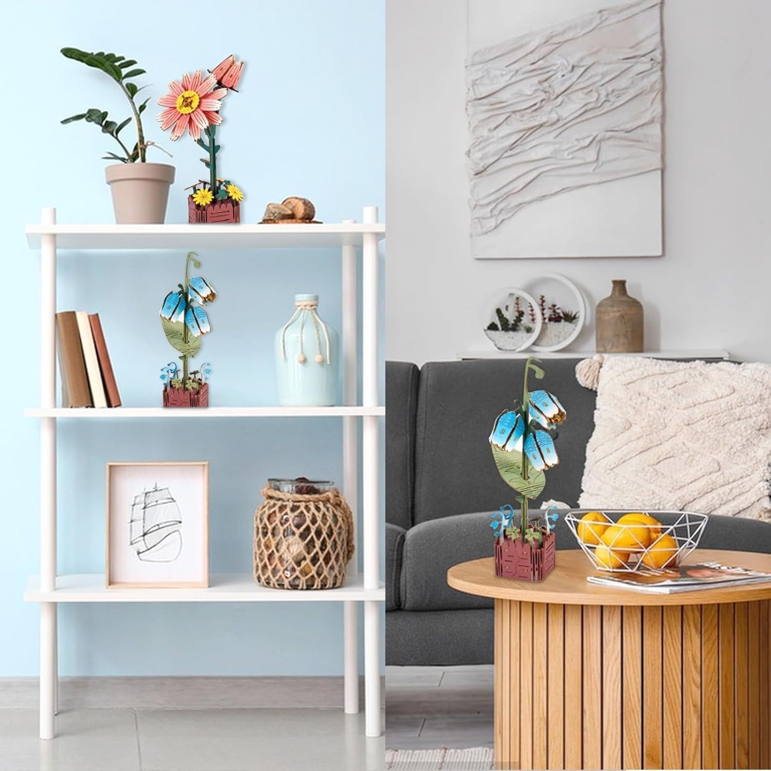3D Wooden Flower Puzzle DIY Kit – Romantic Home Decor Gift for Women