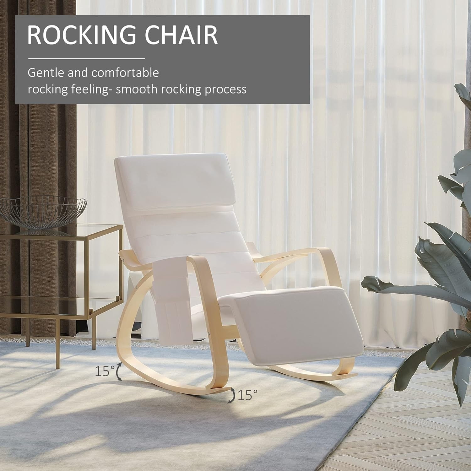 Rocking Recliner Chair w/ Adjustable Footrest & Pillow – Comfy Lounge Seat