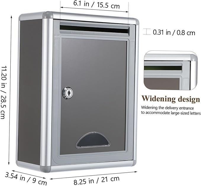 Locking Wall Suggestion Box Grey Aluminium – Secure, Waterproof, Lightweight