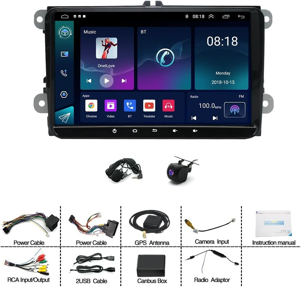 9" Android Car Stereo GPS Bluetooth WiFi FM RDS + Camera