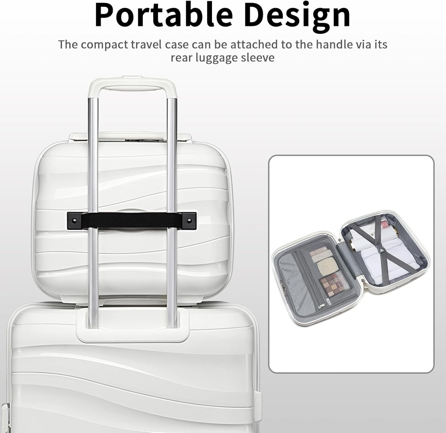 4pc Complete Travel Luggage Set Polypropylene Cabin Medium Large TSA Spinner