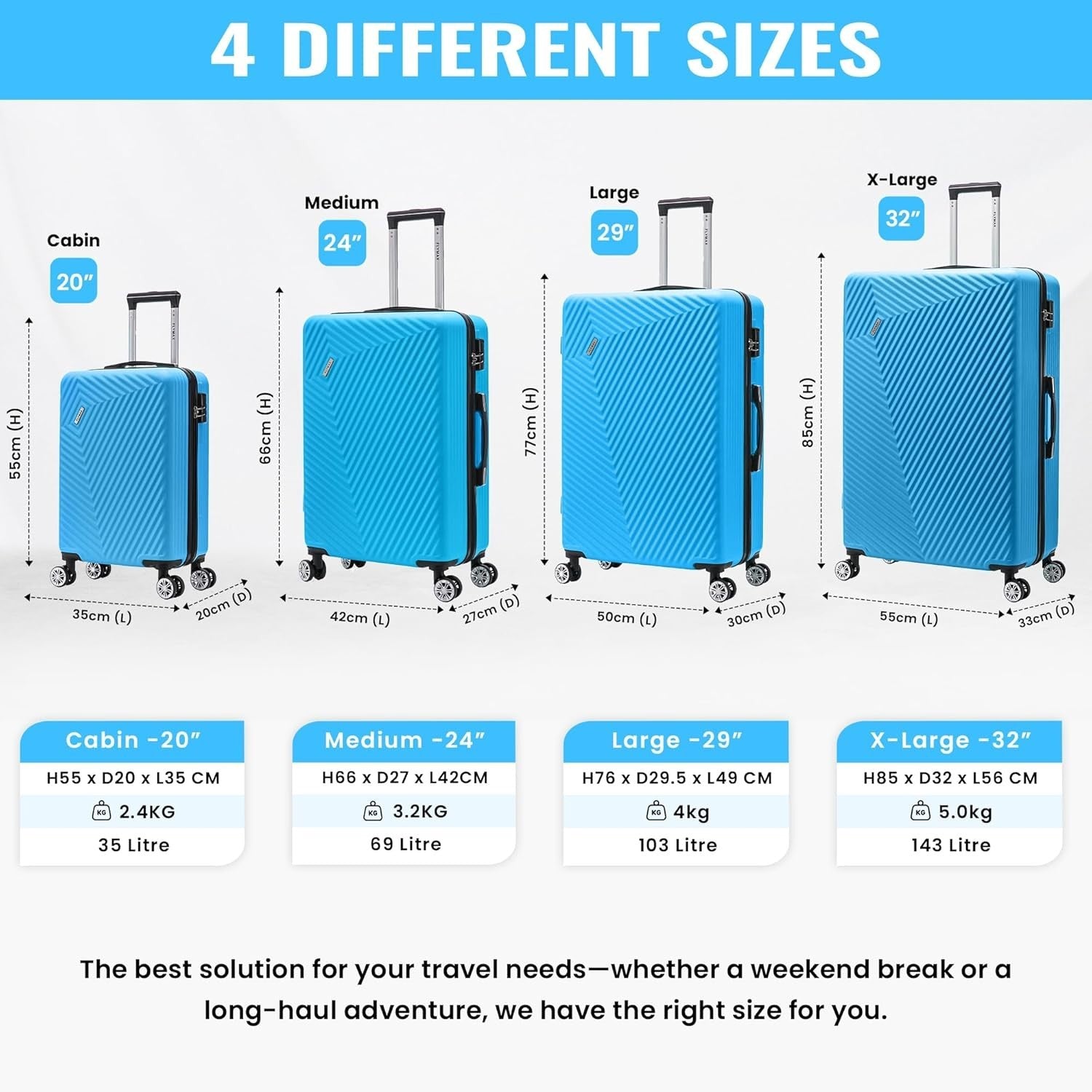 29” Large ABS Hard Shell Suitcase Lightweight 4 Wheel Check In Lockable