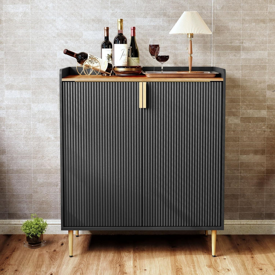 Modern Drinks Cabinet with Wine Rack & Glass Holders – 9 Bottle Sideboard
