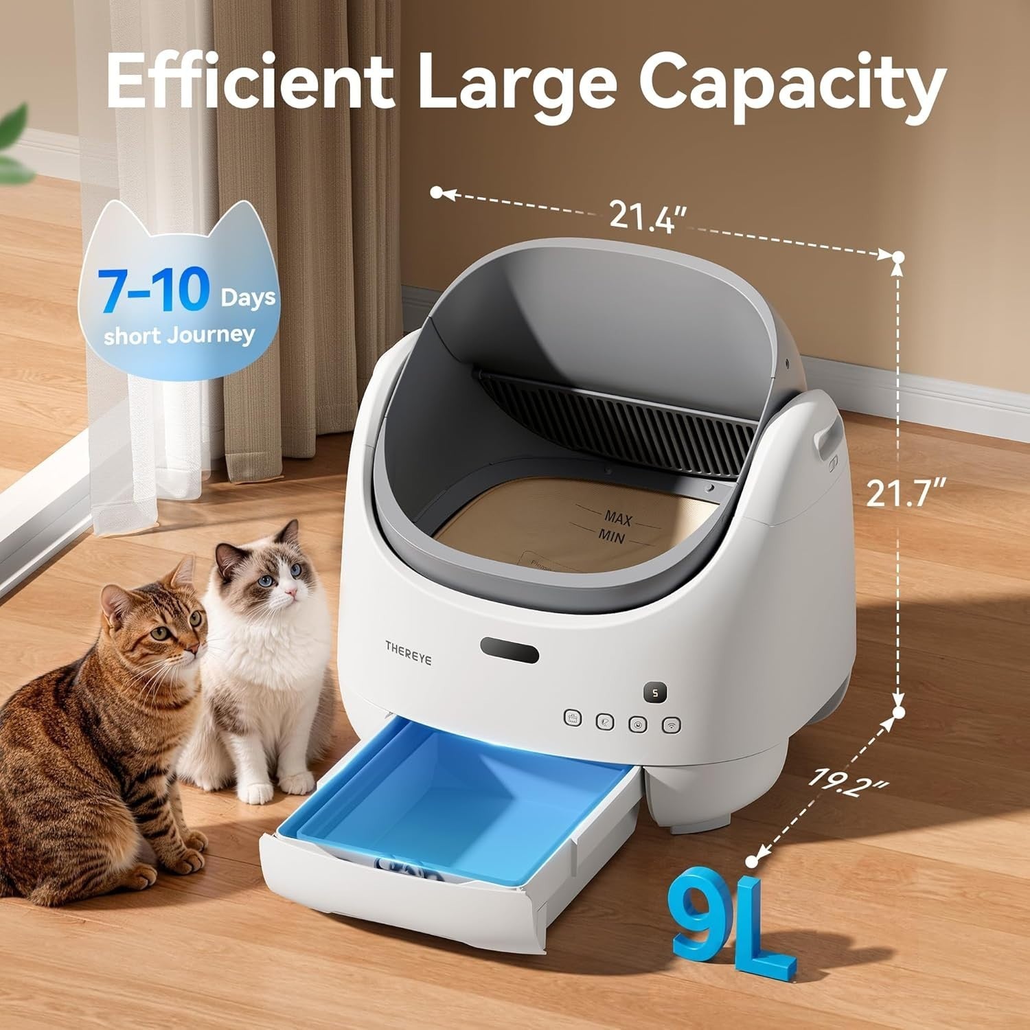 Self Cleaning Cat Litter Box APP Control XL Open Top Odor Control