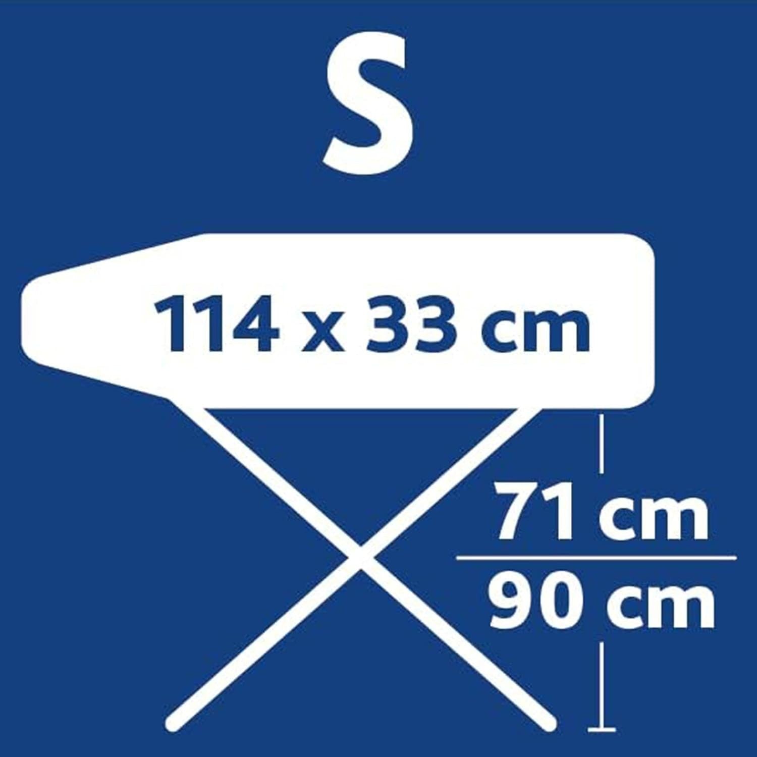 Adjustable Ironing Board with Hanger Hooks Compact 114x33cm Blue Non Slip