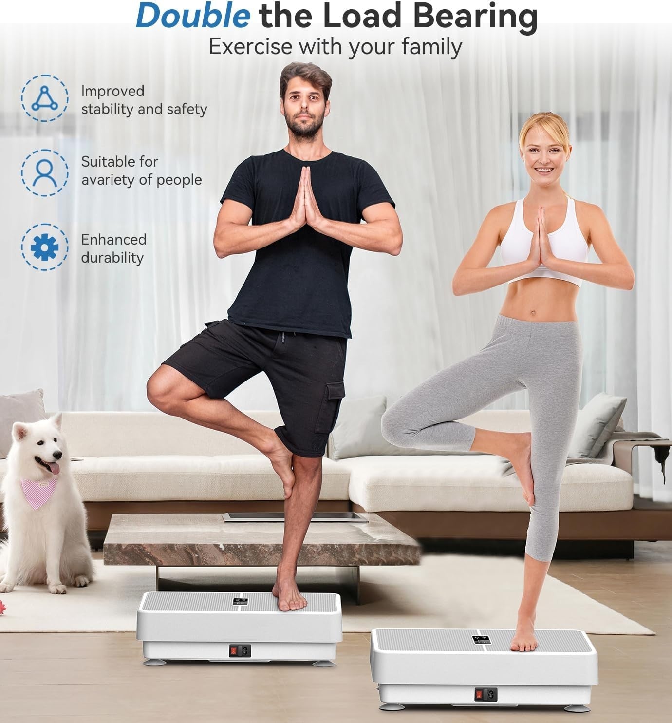Full Body Vibration Plate Lymphatic Drainage Home Fitness White