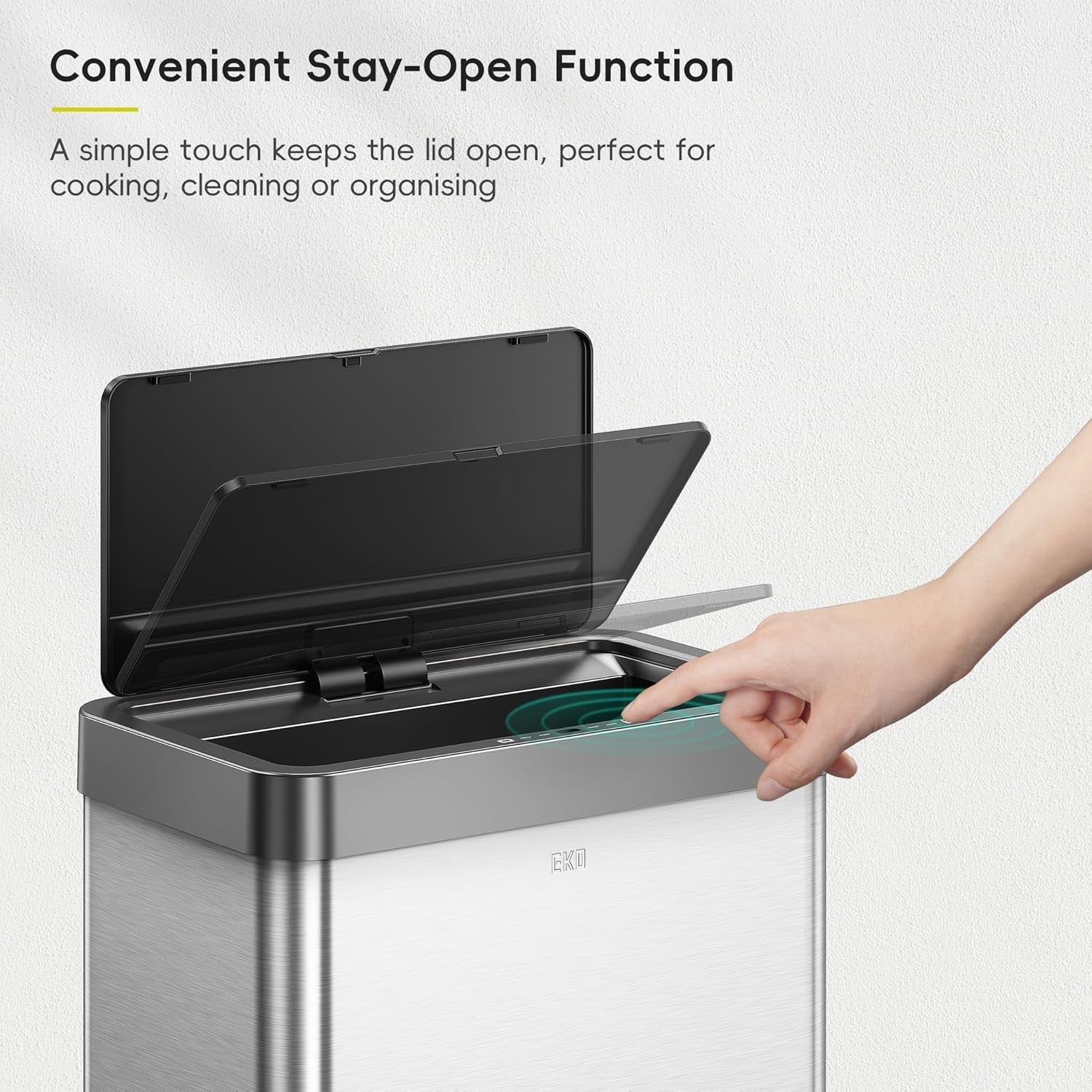 40L Double Recycling Sensor Bin Brushed Steel