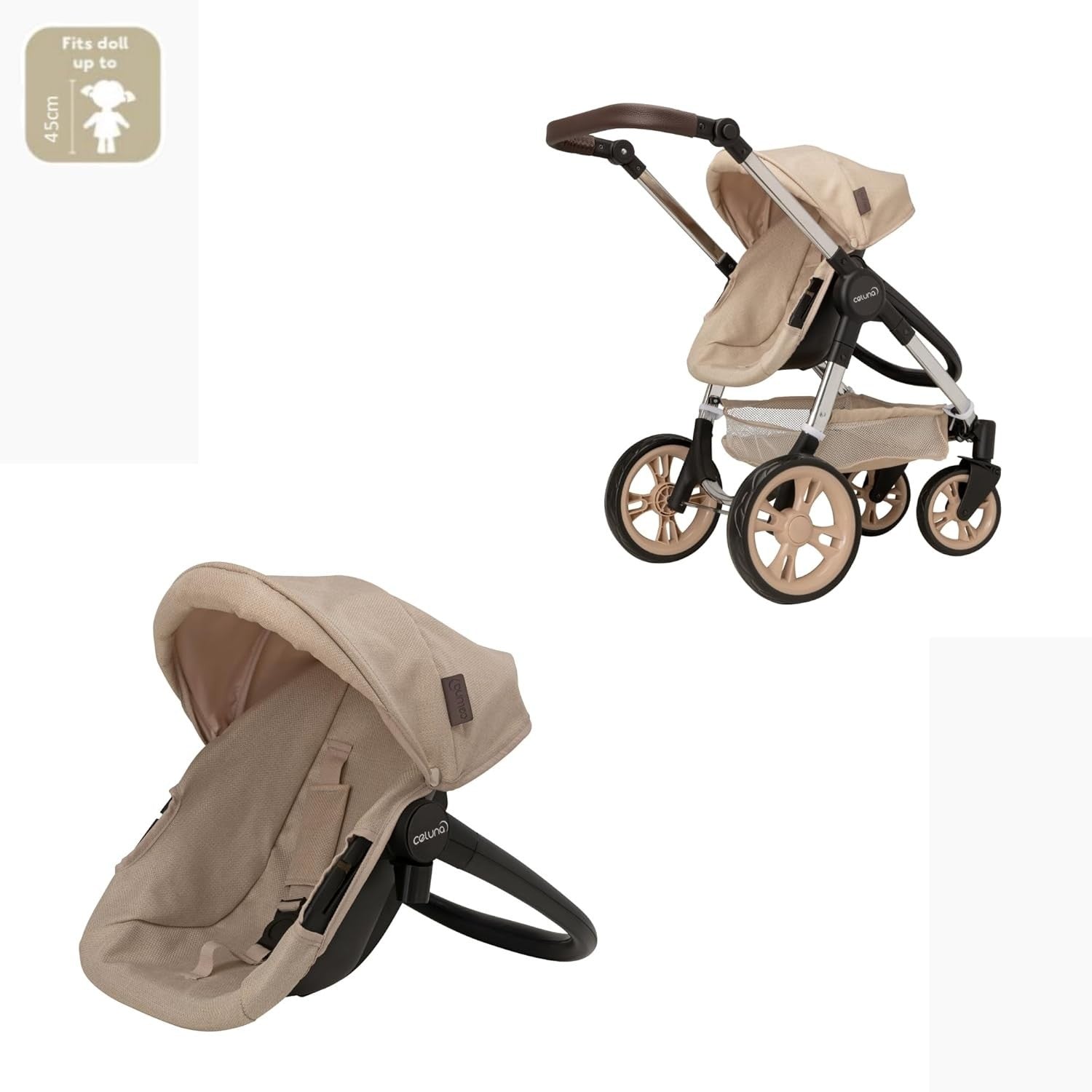 3in1 Dolls Pram Travel System Pushchair Carrycot Car Seat Toy 3+